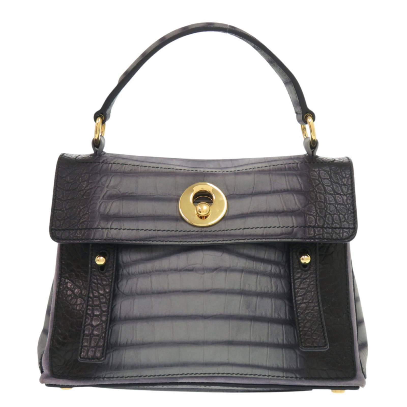 Saint Laurent Yves Handbag Leather: Saint Laurent Yves Handbag Leather Black and gray embossed leather, a classic combination, is showcased in this Saint Laurent Yves Handbag. Made from high-quality leather, the bag's sleek design and