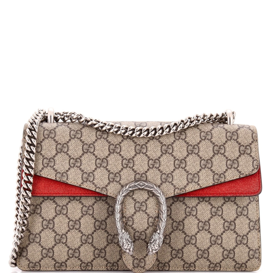 GG Coated Canvas Bag Medium Gucci Dionysus: GG Coated Canvas Bag Medium Gucci Dionysus Medium Gucci Dionysus Bag in Brown GG Coated Canvas, featuring a classic shoulder design with an 8" handle and 15" strap drop, and adorned with aged silver
