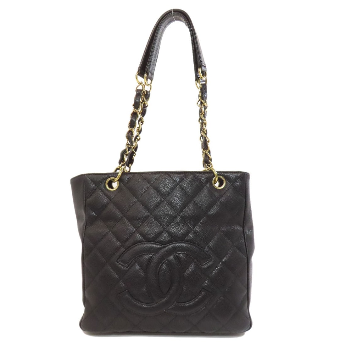 Chanel Matelasse Goldhardware Tote Bag Grained Calfskin Skin: Chanel Matelasse Goldhardware Tote Bag Grained Calfskin Skin Black Grained Calfskin Skin Tote Bag from CHANEL, featuring gold hardware accents. Made from high-quality, textured calfskin skin, this