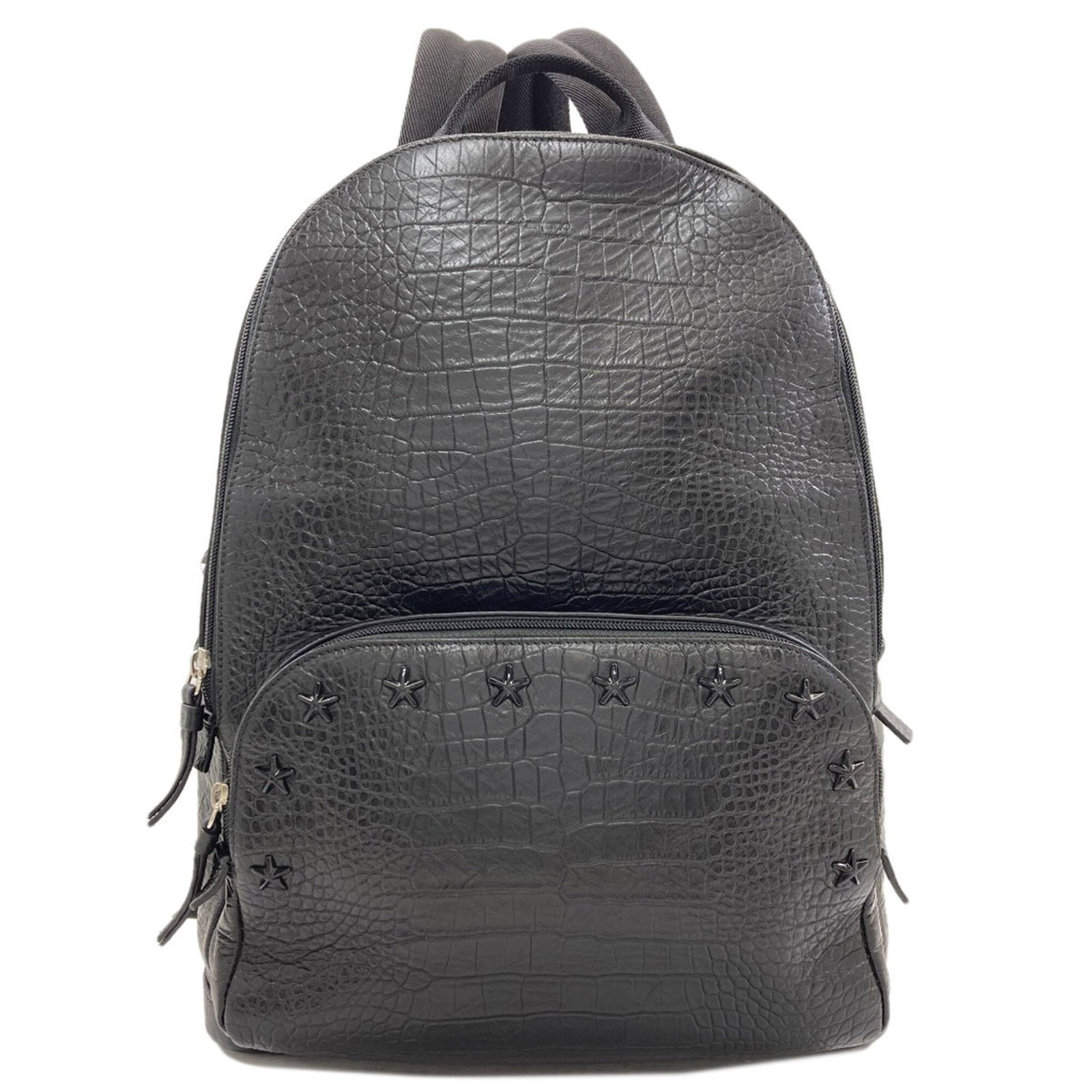 Jimmy Choo Backpack Leather: Jimmy Choo Backpack Leather Black leather backpack from Jimmy Choo, measuring 39cm x 30cm x 12cm. This stylish backpack features high-quality leather construction and a sleek design. Item Specifics: