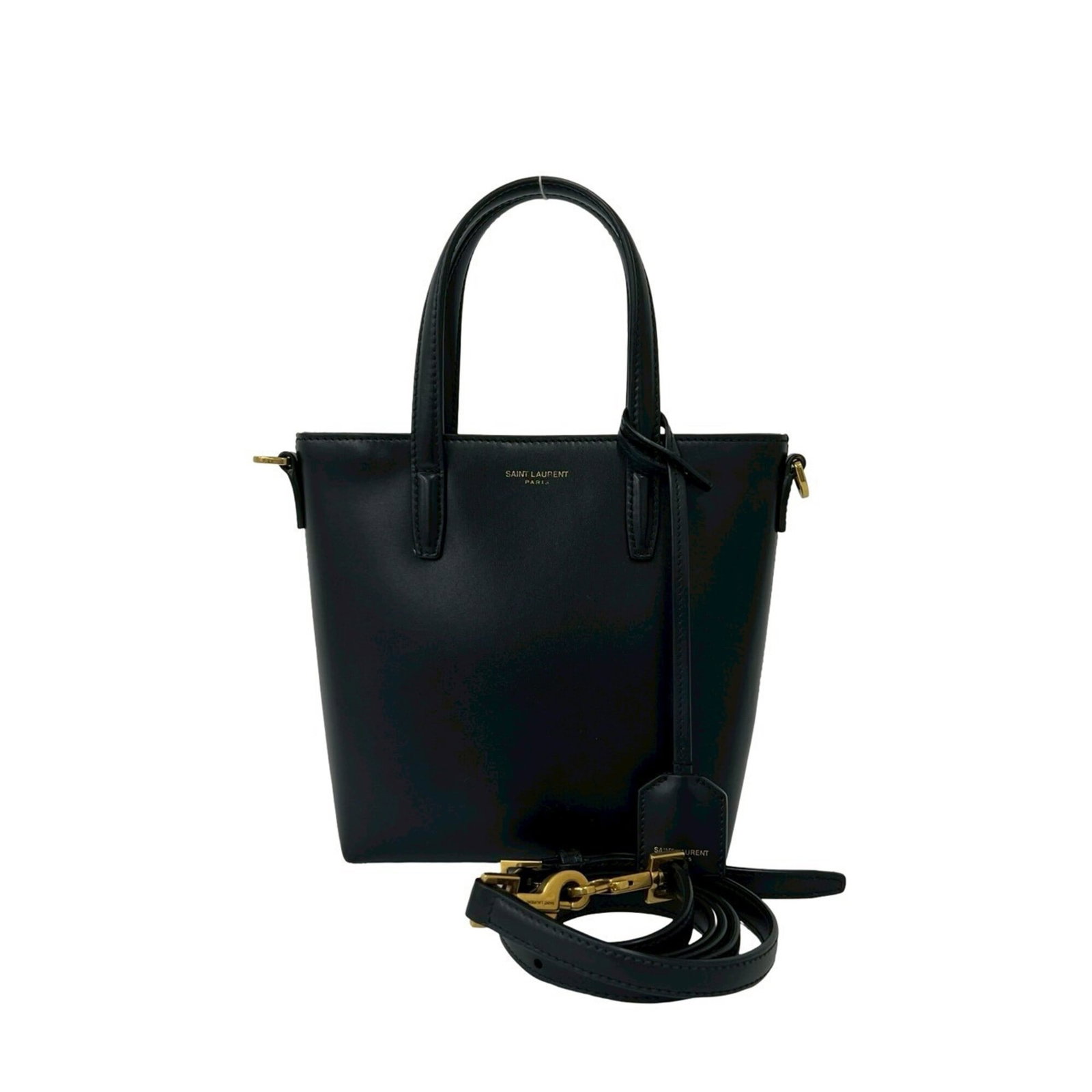 Saint Laurent Leather Handbag Shopping Shoulder Bag: Saint Laurent Leather Handbag Shopping Shoulder Bag Black Saint Laurent Leather Handbag with a sleek 17.5cm x 15cm x 7cm design, perfect for carrying essentials in style. This classic shopping shoulde