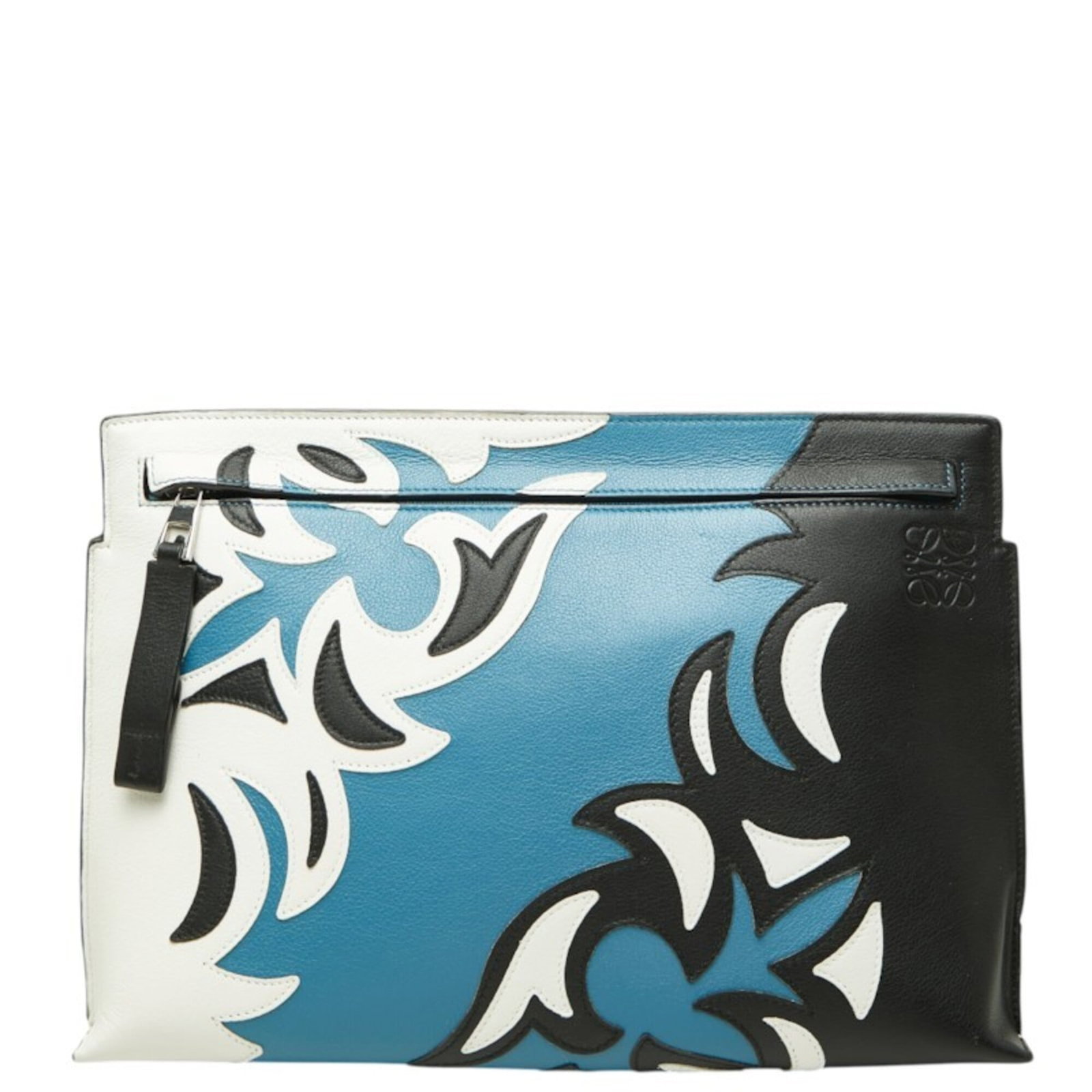 Clutch Bag Leather Pouch Loewe: Clutch Bag Leather Pouch Loewe Black, Blue, or White Leather Clutch Bag from Loewe, 20cm x 29.5cm x 4.5cm in size. This clutch bag features high-quality leather construction, a classic design, and a c