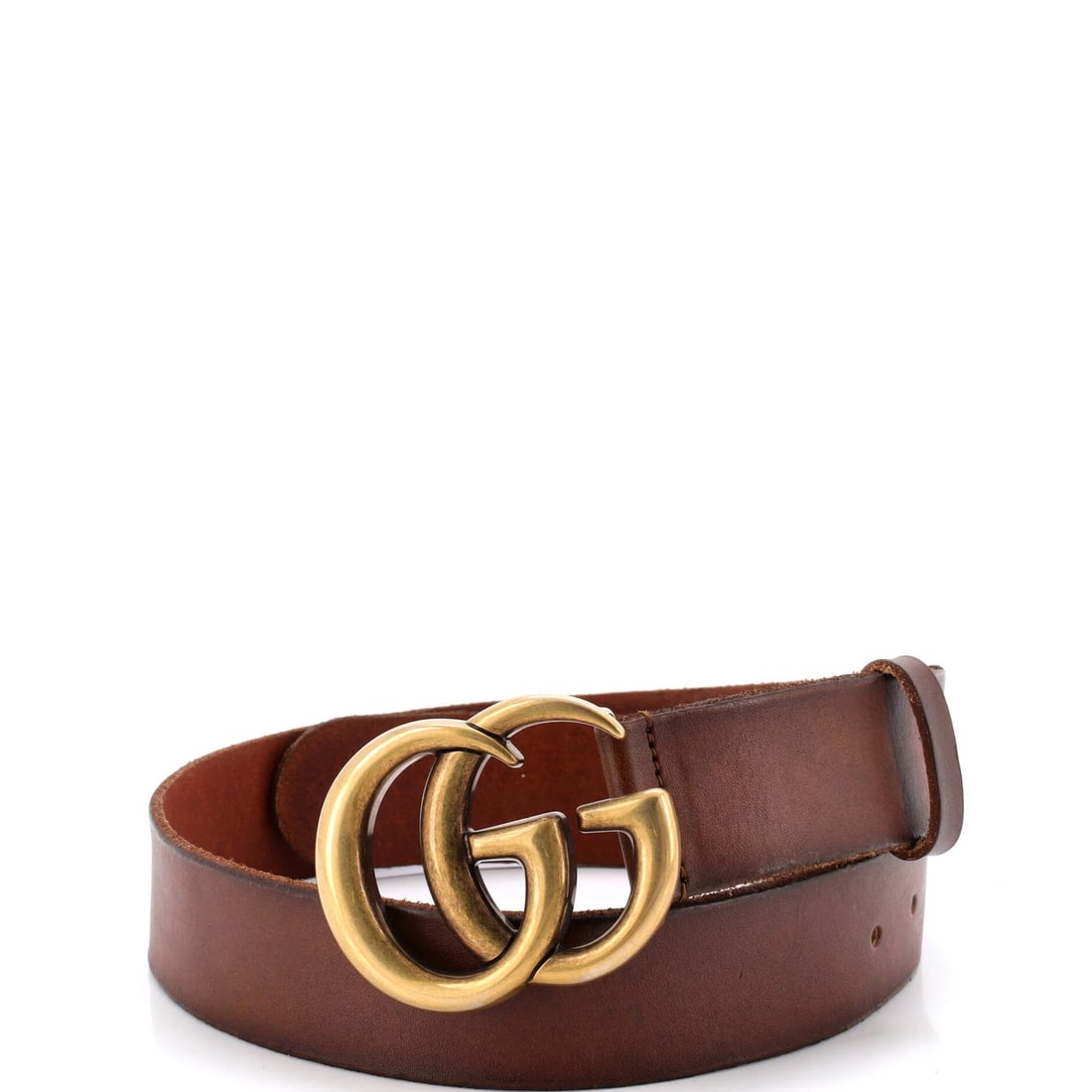 Gucci GG Marmont Leather Belt Wide: Gucci GG Marmont Leather Belt Wide Brown Gucci GG Marmont Leather Belt with Aged Gold Hardware, featuring a wide 30" length and 1.5" width, made from high-quality leather with minor odor, scuffs, and