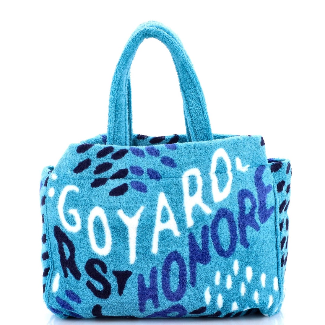 Terry Cloth Printed Eponge Goyard Bag: Terry Cloth Printed Eponge Goyard Bag Blue Goyard Eponge Bag with Terry Cloth Print, featuring a classic tote design with a unique twist. The exterior shows signs of wear, with edge wear, corner