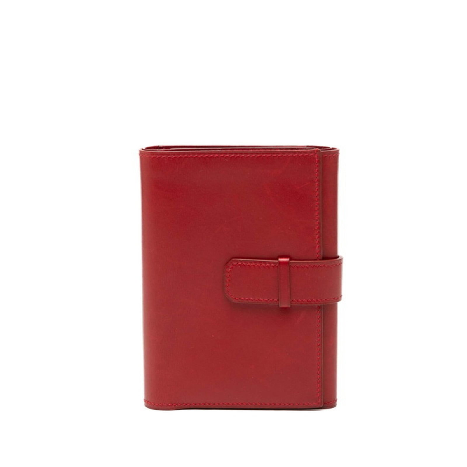 Calf Leather Tri Fold Box Hermes Wallet: Calf Leather Tri Fold Box Hermes Wallet Box calf leather tri-fold wallet from Hermes, featuring a striking red color and compact 3.74'' x 4.72'' x 0.78'' dimensions. Made from high-quality box calf