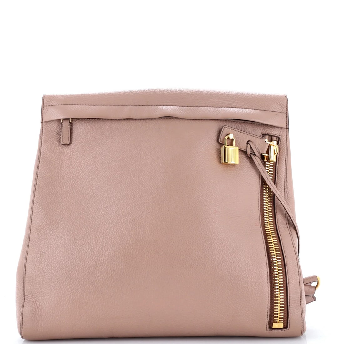 Ford Tom Alix Leather Backpack: Ford Tom Alix Leather Backpack The Tom Ford Alix Leather Backpack is a stylish and luxurious accessory, featuring a pink leather exterior with gold hardware and a brown microfiber interior. With a