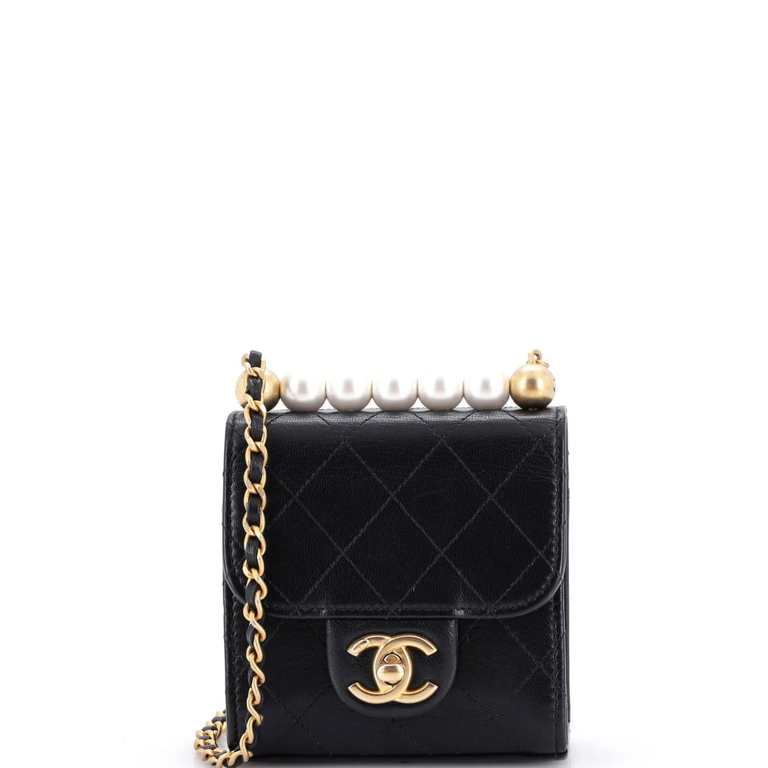 Chic Flap Clutch Pearls Quilted Goatskin Mini Chain Chanel: Chic Flap Clutch Pearls Quilted Goatskin Mini Chain Chanel Chic Flap Clutch Pearls Quilted Goatskin Mini Chain Chanel features faux pearl leather exterior, quilted goatskin interior, and a chain