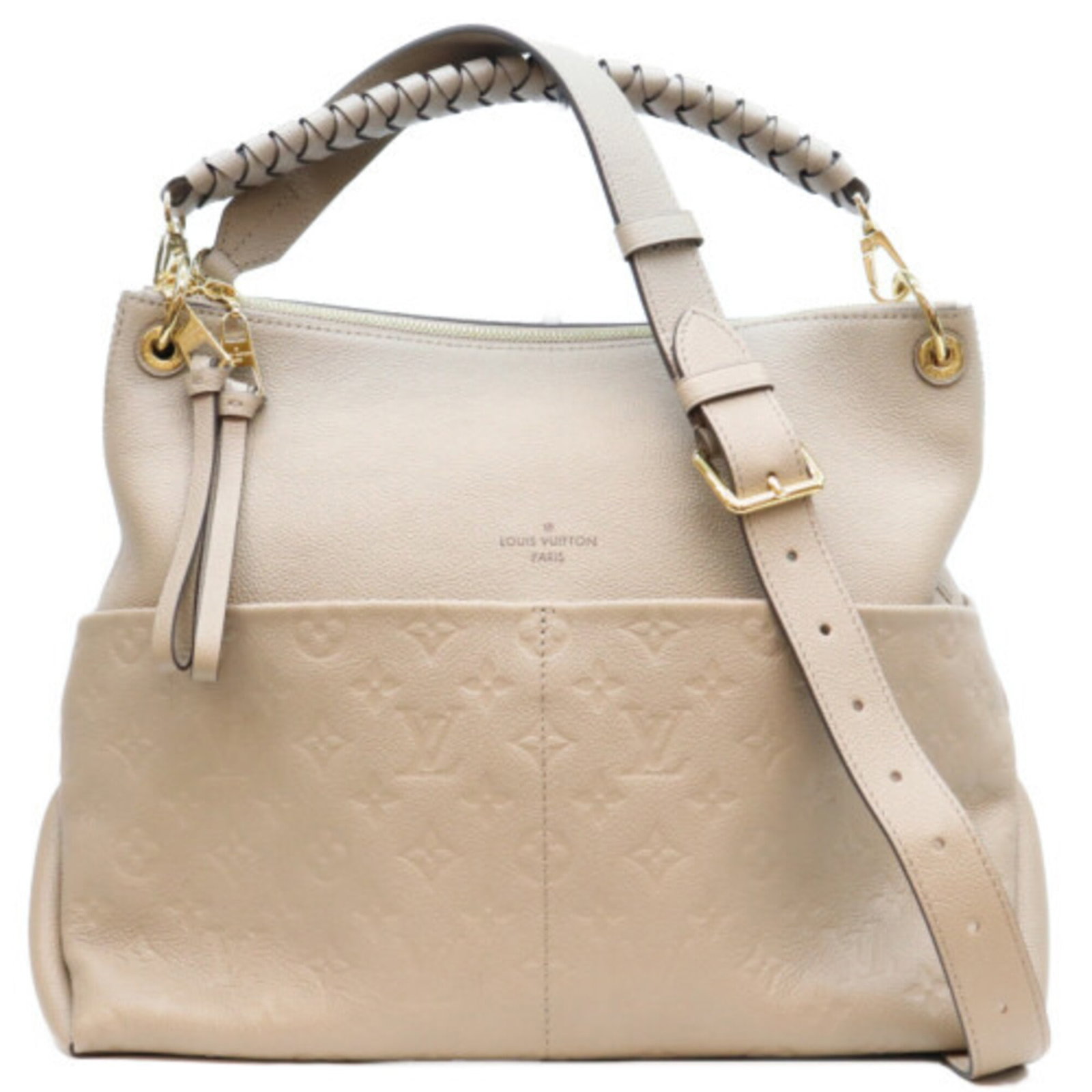 Shoulder Bag Monogram Empreinte Louis Vuitton: Shoulder Bag Monogram Empreinte Louis Vuitton This Louis Vuitton shoulder bag boasts a classic design with a timeless monogram Empreinte pattern in beige, adding a touch of elegance to any outfit.