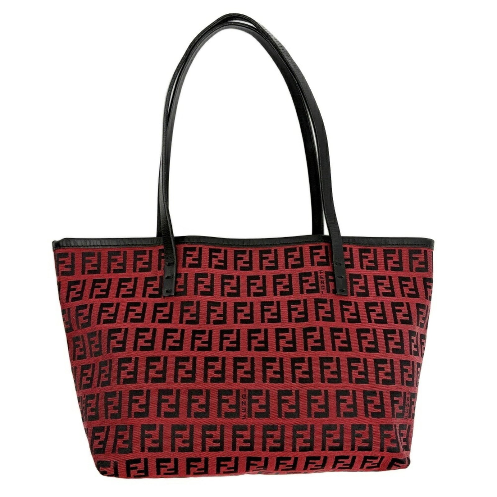Canvas leather Fendi tote bag: Canvas leather Fendi tote bag Canvas and leather Fendi tote bag in black and red, measuring 17cm x 30cm x 10cm. This stylish tote features a canvas and leather construction, with a classic design