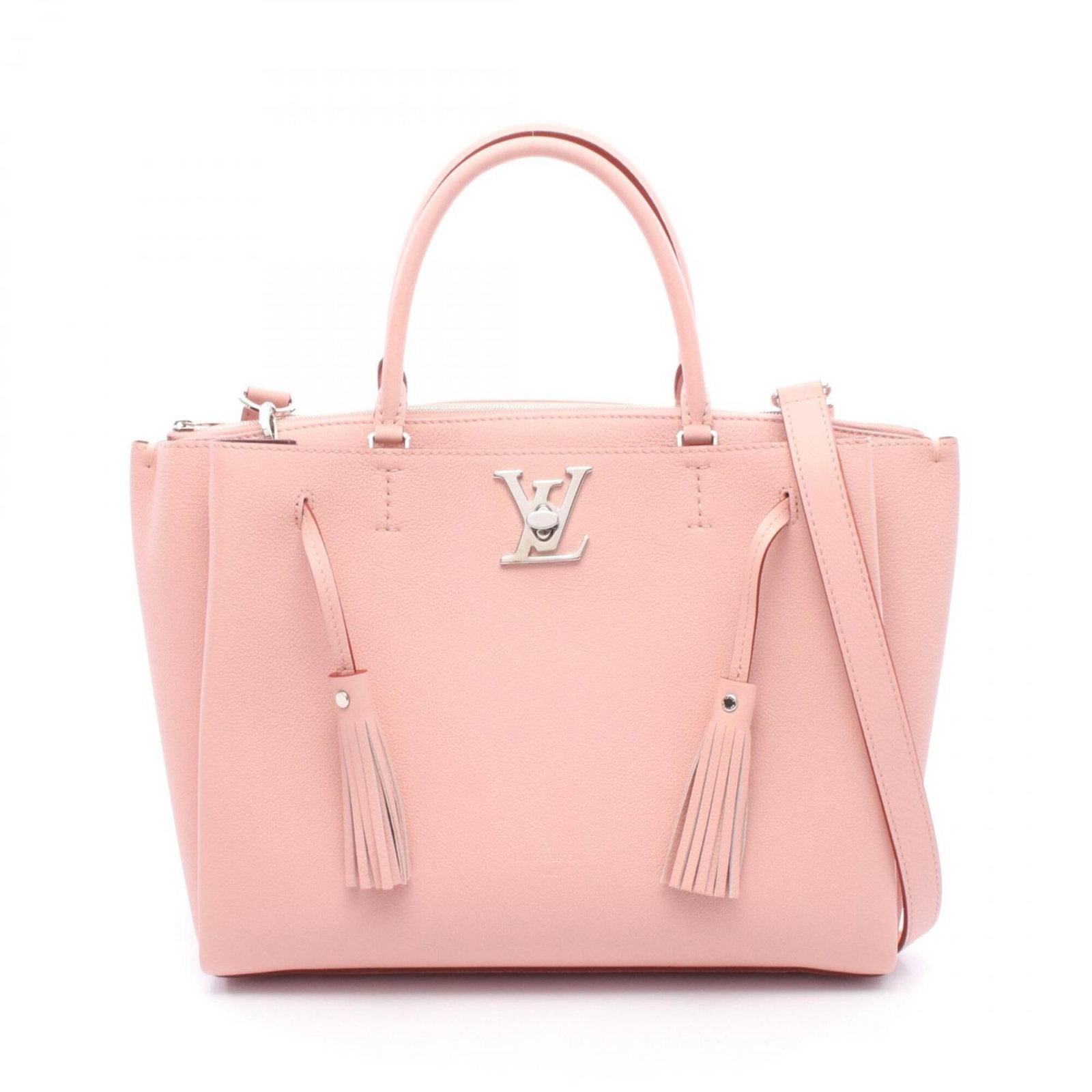 Handbag Leather Louis Vuitton: Handbag Leather Louis Vuitton Pink, Rose Poudre Louis Vuitton handbag made from high-quality leather, featuring a signature that bears a mark of authenticity. This stylish bag measures 25cm x 30cm x
