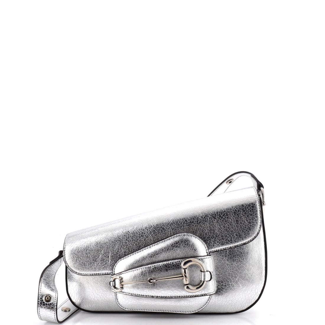 Asymmetric Leather Small Gucci Horsebit 1955 Bag: Asymmetric Leather Small Gucci Horsebit 1955 Bag Small Asymmetric Leather Gucci Horsebit 1955 Bag in Silver. This 1955 Gucci Horsebit 1955 Asymmetric Shoulder Bag features silver hardware and a