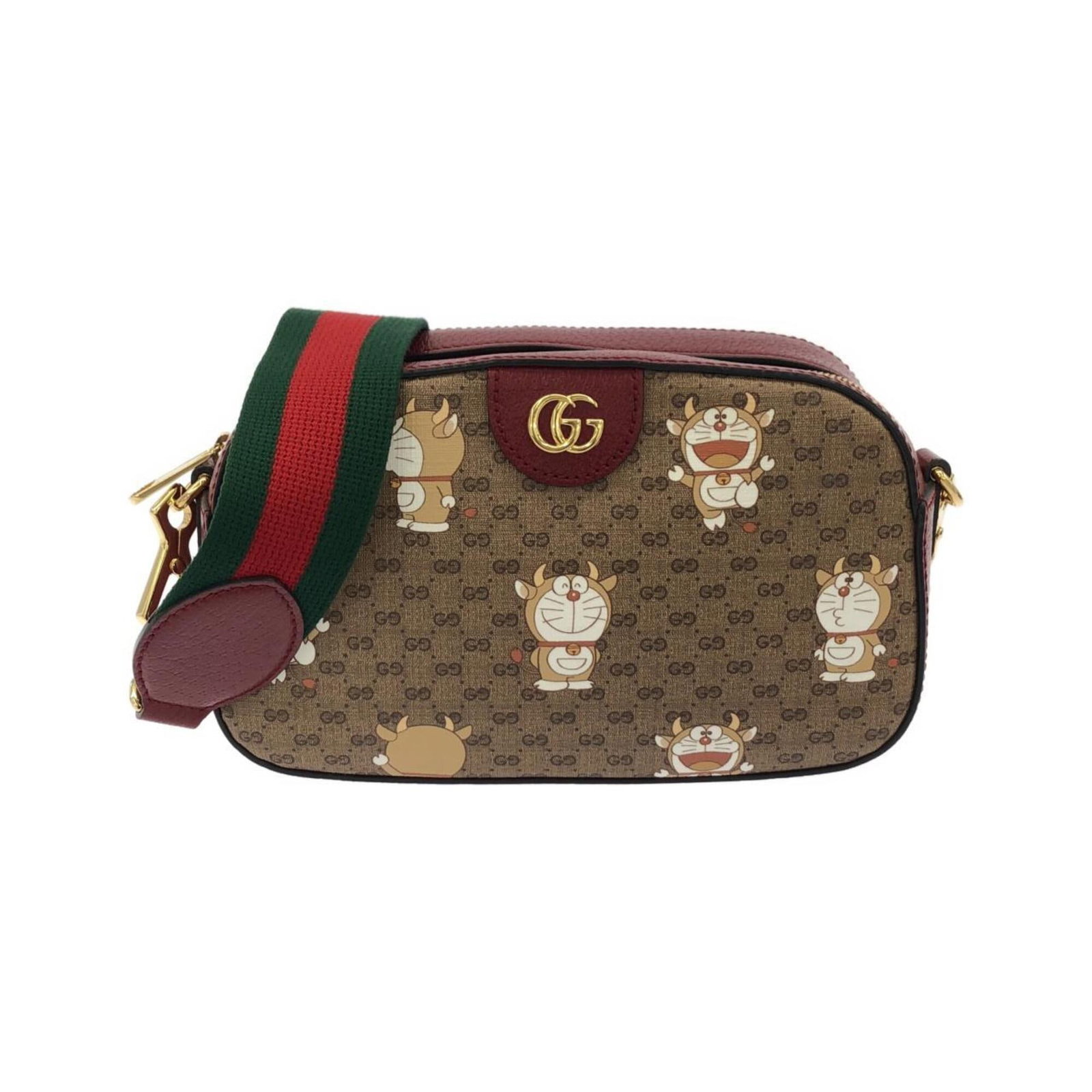 Gucci Shoulder Bag Gg Supreme Leather: Gucci Shoulder Bag Gg Supreme Leather Gucci's GG Supreme Leather shoulder bag boasts a classic design with a timeless beige and cherry red color combination. Made from high-quality GG Supreme leather,