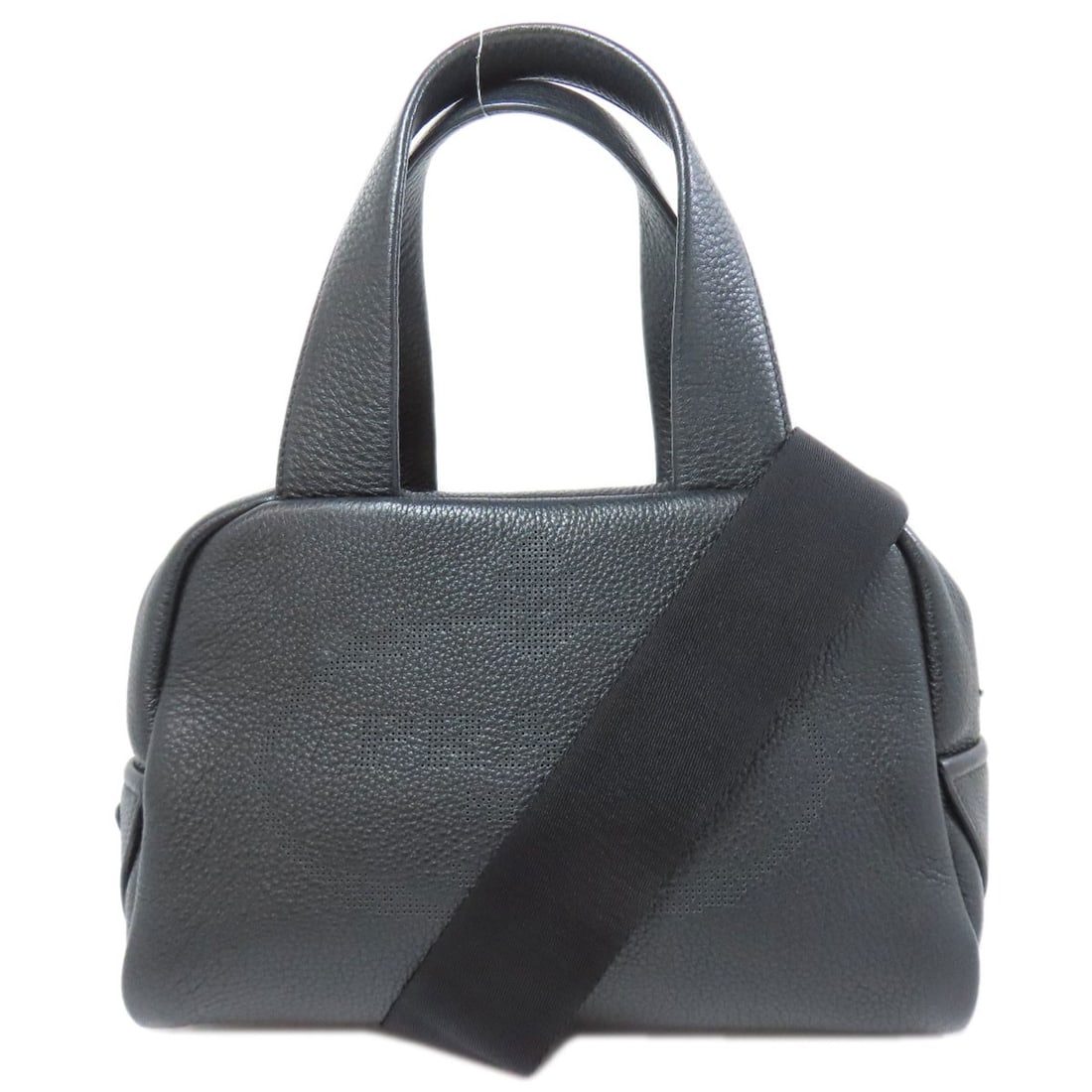 Prada 1Bb078 Punching Logo 2Way Handbag Calf: Prada 1Bb078 Punching Logo 2Way Handbag Calf Black Prada 1Bb078 Punching Logo 2Way Calf Handbag. This black calf leather handbag features a distinctive punching logo design and a 2-way closure. The cl