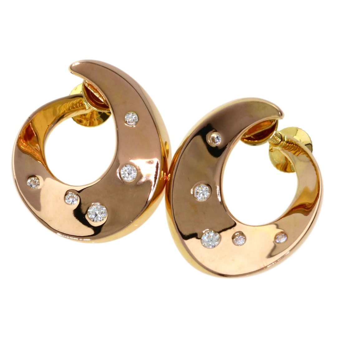 Pink Gold Diamond K18 Earring Tasaki: Pink Gold Diamond K18 Earring Tasaki K18 pink gold and diamond earrings that shine with a touch of luxury. The earrings feature two D 0.1ct diamonds set in open K18 pink gold, adding a pop of