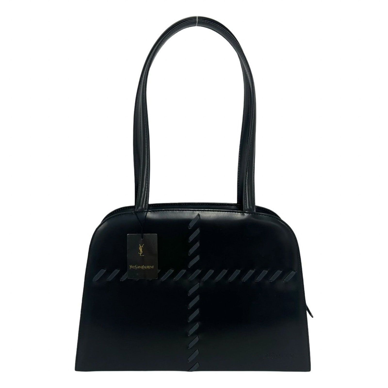 Leather Yves Saint Laurent Handbag Shoulder Bag: Leather Yves Saint Laurent Handbag Shoulder Bag Black leather Yves Saint Laurent shoulder bag with clean lines and classic design. Measuring 22cm x 32cm x 10cm, this bag is a stylish and versatile