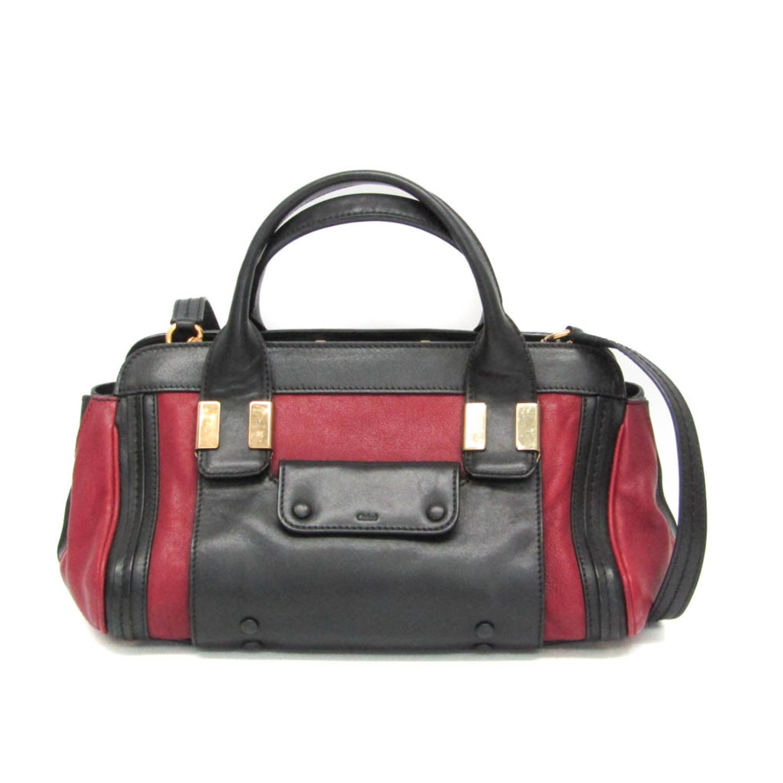 Handbag Leather Shoulder Bag Chlo: Handbag Leather Shoulder Bag Chlo The Chlo Alice Leather Shoulder Bag boasts a sleek black and Bordeaux color combination, making it a stylish and versatile accessory. Measuring 17.5cm x 29cm x 17cm, 