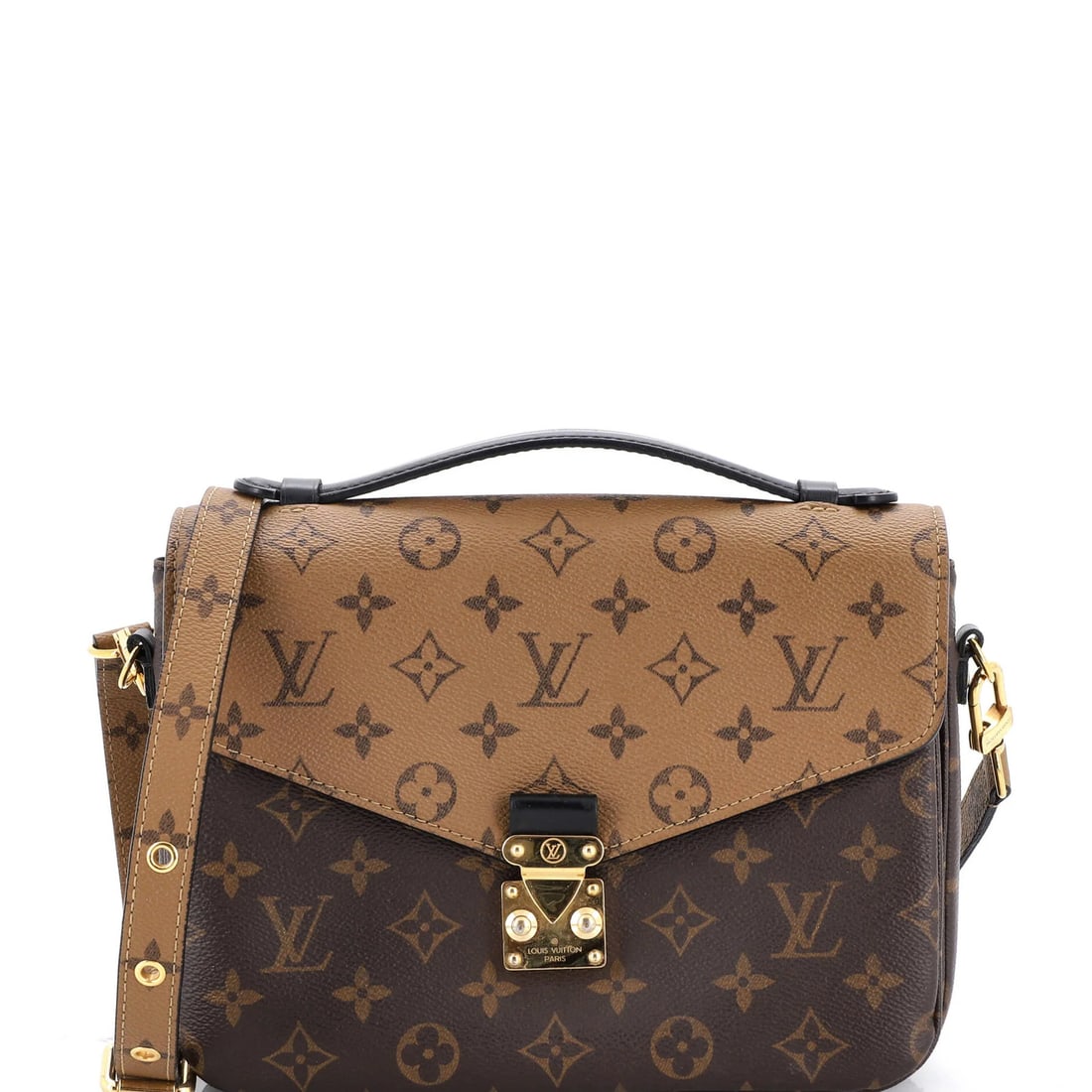 Monogram Reverse Canvas Pochette Louis Vuitton: Monogram Reverse Canvas Pochette Louis Vuitton This Louis Vuitton Monogram Reverse Canvas Pochette is a stylish cross body bag with a classic design. Featuring a brown canvas exterior with a gold