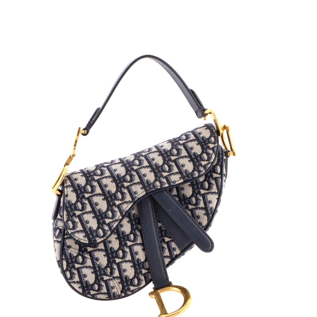 Canvas Oblique Christian Dior Saddle Mini: Canvas Oblique Christian Dior Saddle Mini Canvas Oblique Christian Dior Saddle Mini - A stylish and compact shoulder bag with a signature blue canvas exterior, featuring a classic oblique design and