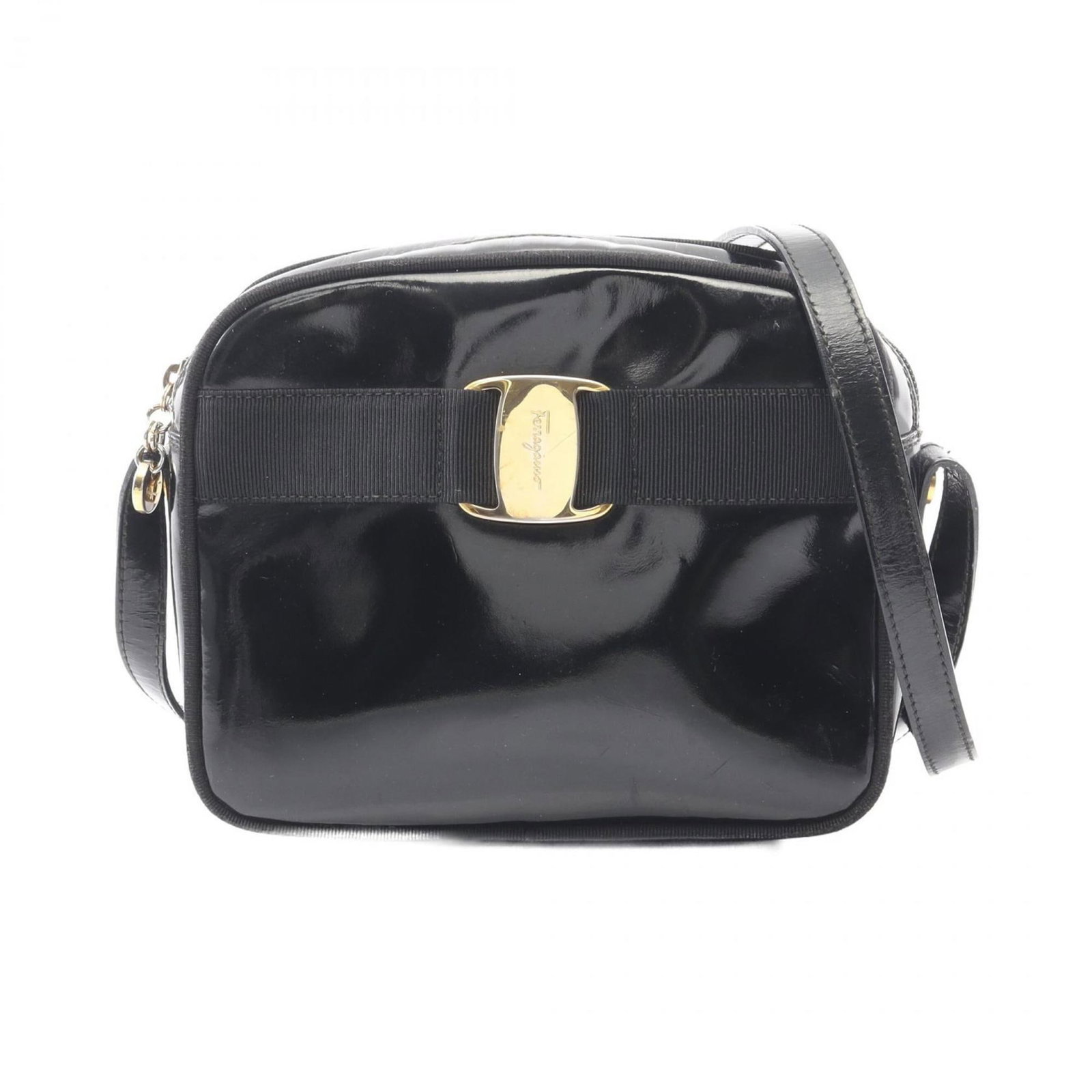 Salvatore Ferragamo Shoulder Bag Patent Leather: Salvatore Ferragamo Shoulder Bag Patent Leather Patent leather finish adds a touch of sophistication to this sleek shoulder bag from Salvatore Ferragamo. With its classic design and durable