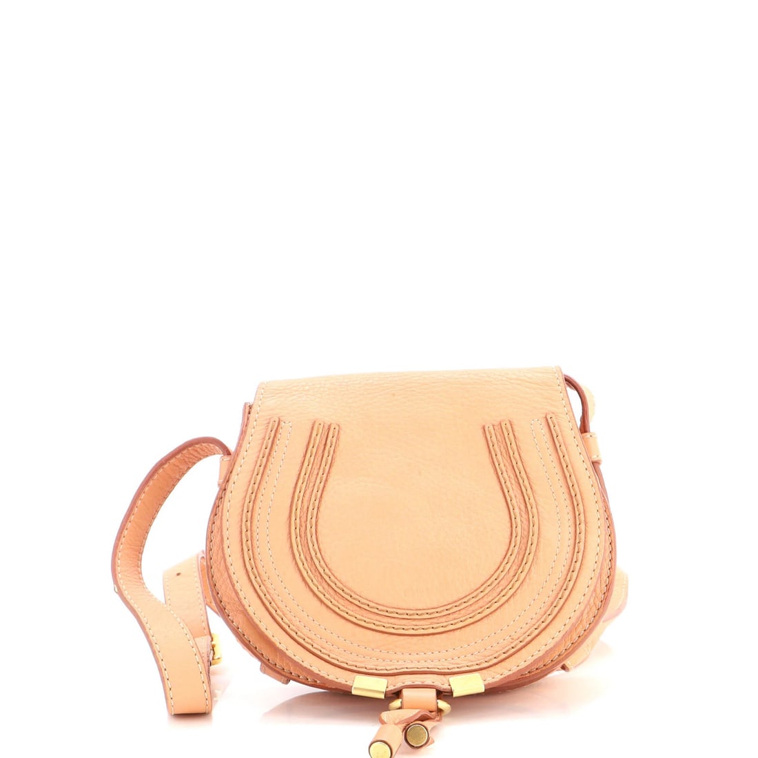 Crossbody Bag Leather Small Chloe Marcie: Crossbody Bag Leather Small Chloe Marcie Small Chloe Marcie Crossbody Bag in Pink Leather. This crossbody bag features a small size with a 7" height, 7.5" width, and 4" depth, and a 20-24" strap