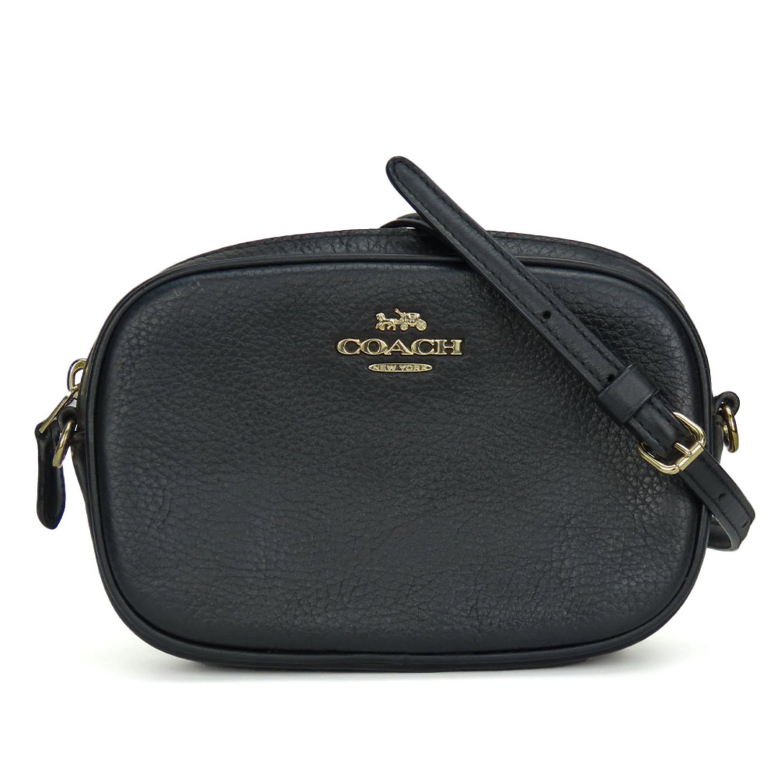 Shoulder Bag Leather Pochette Coach: Shoulder Bag Leather Pochette Coach Black leather pochette from Coach, measuring 10.5cm x 17cm x 3.5cm. This shoulder bag features a classic design with clean lines and a sleek finish. Made from high-
