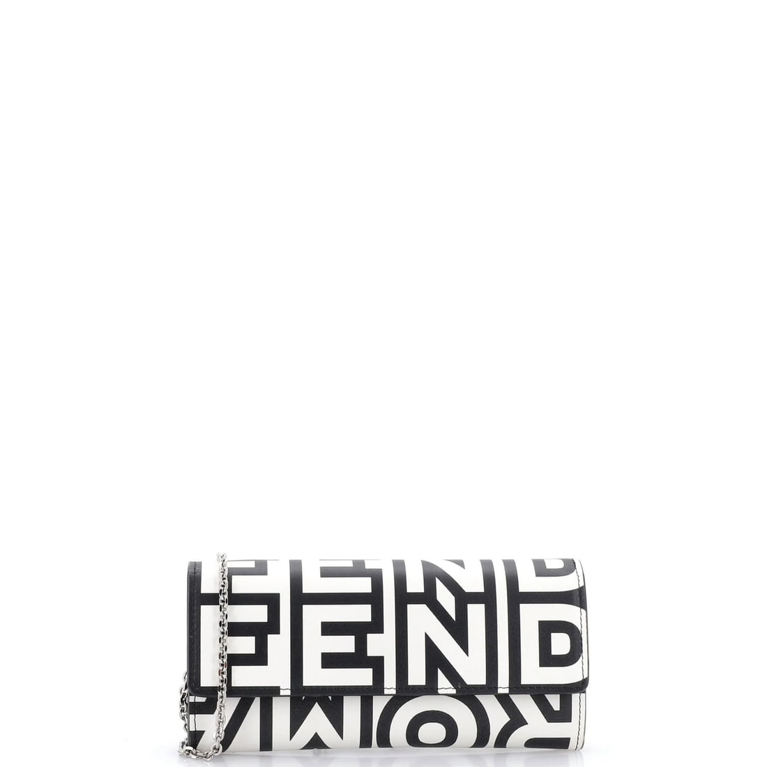 Fendi x Marc Jacobs Wallet on Chain Printed Leather: Fendi x Marc Jacobs Wallet on Chain Printed Leather Black Fendi x Marc Jacobs Wallet on Chain Printed Leather with a unique cross body design, featuring a mix of leather and silver hardware. The