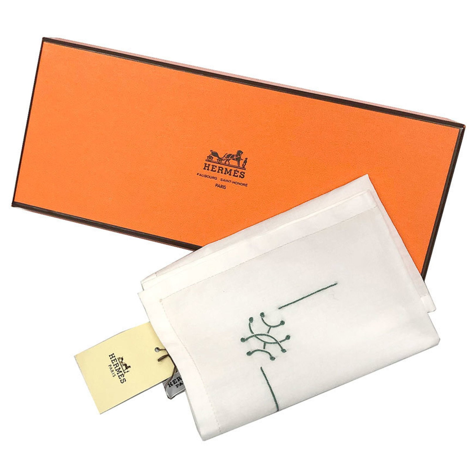Hermes Cotton Handkerchief: Hermes Cotton Handkerchief White cotton handkerchief with a 30cm x 30cm size, perfect for everyday use. Made from high-quality cotton, this handkerchief is a simple yet elegant accessory. Its classic