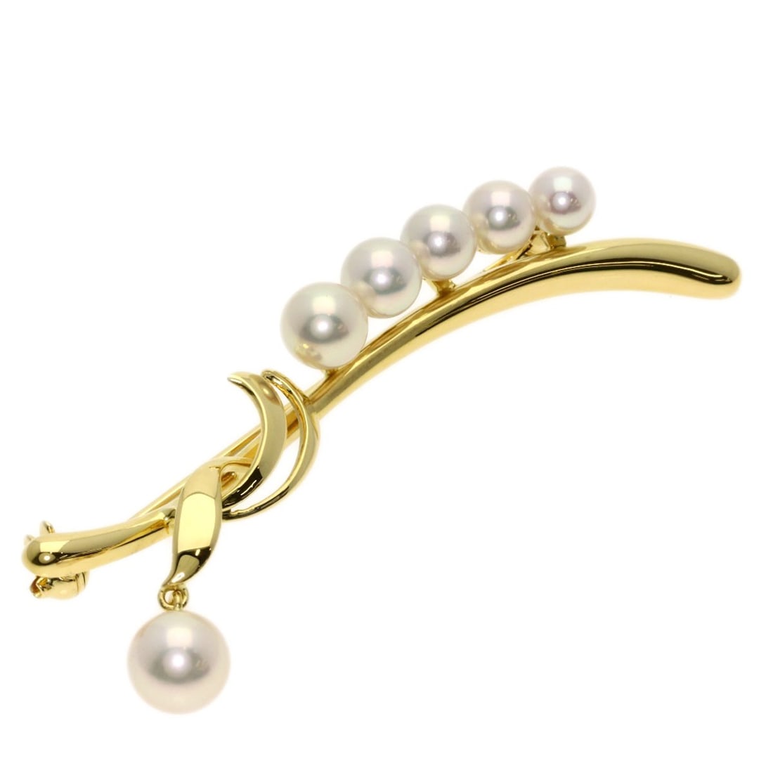 K18 Yellow Gold Pearl Brooch Mikimoto: K18 Yellow Gold Pearl Brooch Mikimoto K18 Yellow Gold Pearl Brooch Mikimoto is a stunning piece featuring a high-quality pearl set in K18 yellow gold. The intricate details and premium materials make 