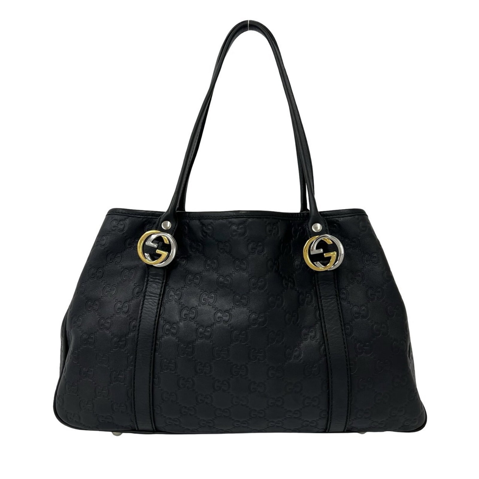 Gucci Shoulder Bag Tote Leather: Gucci Shoulder Bag Tote Leather Black Gucci Leather Shoulder Bag Tote with classic design and sleek dimensions. Measuring 23.5cm x 39cm x 10cm, this stylish tote features high-quality leather construc