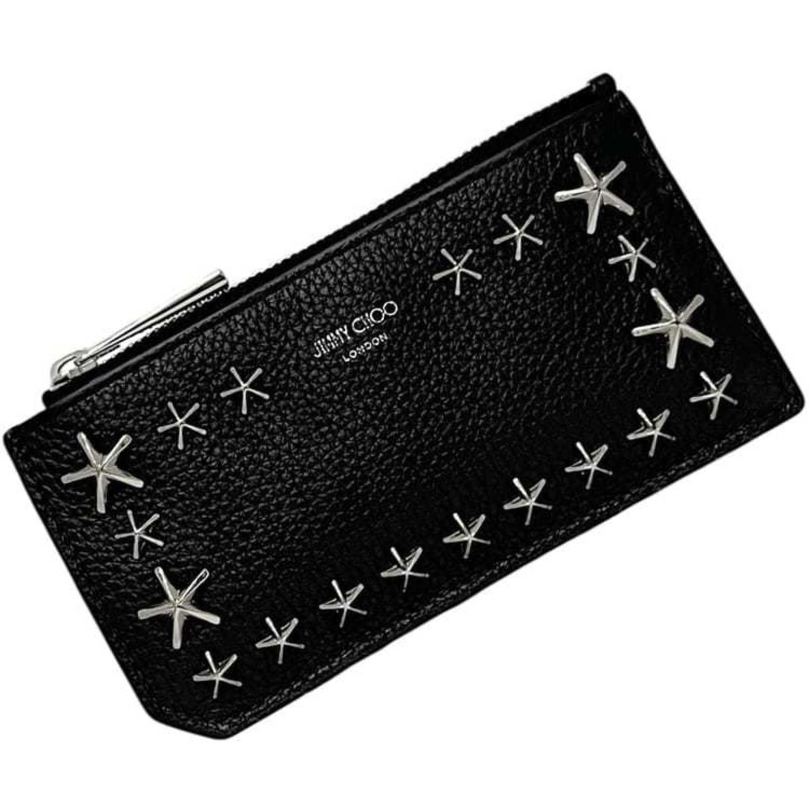 Jimmy Choo Coin Purse/ Coin Case Leather: Jimmy Choo Coin Purse/ Coin Case Leather The Jimmy Choo Coin Purse is a sleek and sophisticated leather accessory, crafted in Italy from high-quality leather. Measuring 7.5cm x 14cm x 1.5cm, it