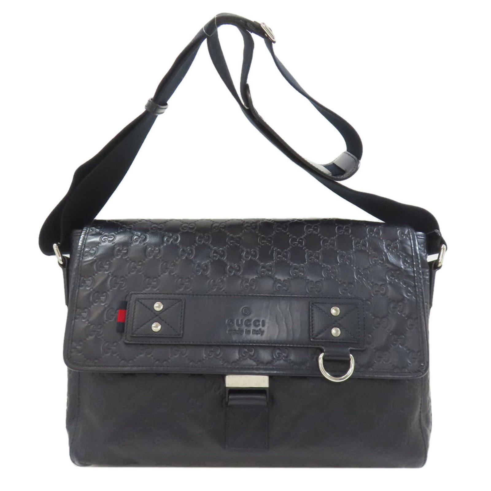 Shoulder Bag Leather: Shoulder Bag Leather Dark navy leather shoulder bag with a size of 26cm x 34.5cm x 10cm, featuring a classic design. The bag's material is made of genuine leather, providing a durable and stylish opti