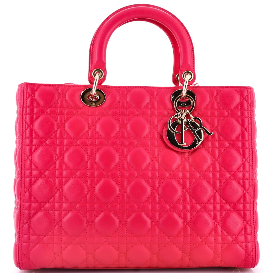 Lady Dior Bag Lambskin Cannage Quilt Large Christian Dior: Lady Dior Bag Lambskin Cannage Quilt Large Christian Dior Pink Lady Dior Bag Cannage Quilt Lambskin Large features a unique design with a quilted pattern, made from high-quality lambskin leather. The 