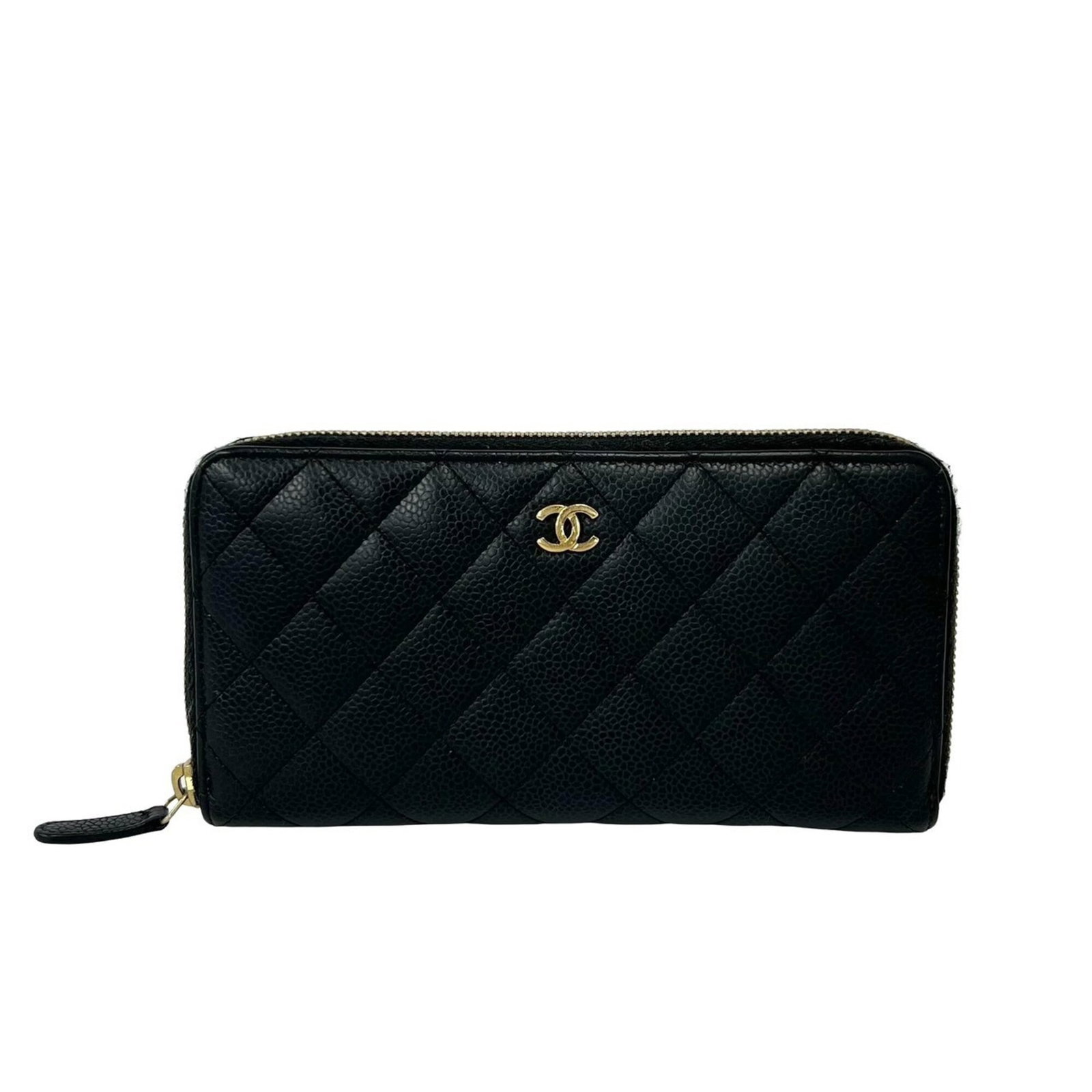 Chanel Long Wallet (Bi-Fold) Grained Calfskin: Chanel Long Wallet (Bi-Fold) Grained Calfskin Grained Calfskin Black Bi-Fold Wallet. This Chanel Long Wallet is crafted from high-quality Grained Calfskin, providing a luxurious feel and durability.