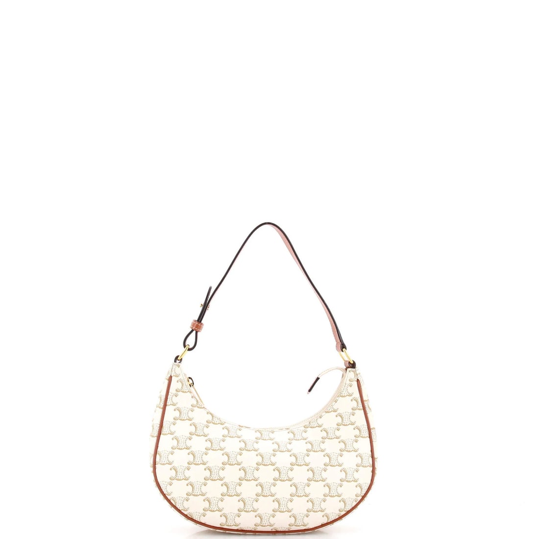 Celine Ava Bag Triomphe Coated Canvas: Celine Ava Bag Triomphe Coated Canvas The Celine Ava Bag Triomphe Coated Canvas boasts a neutral exterior with minor scuffs and creases, adding a touch of subtle wear to its overall design. Measuring
