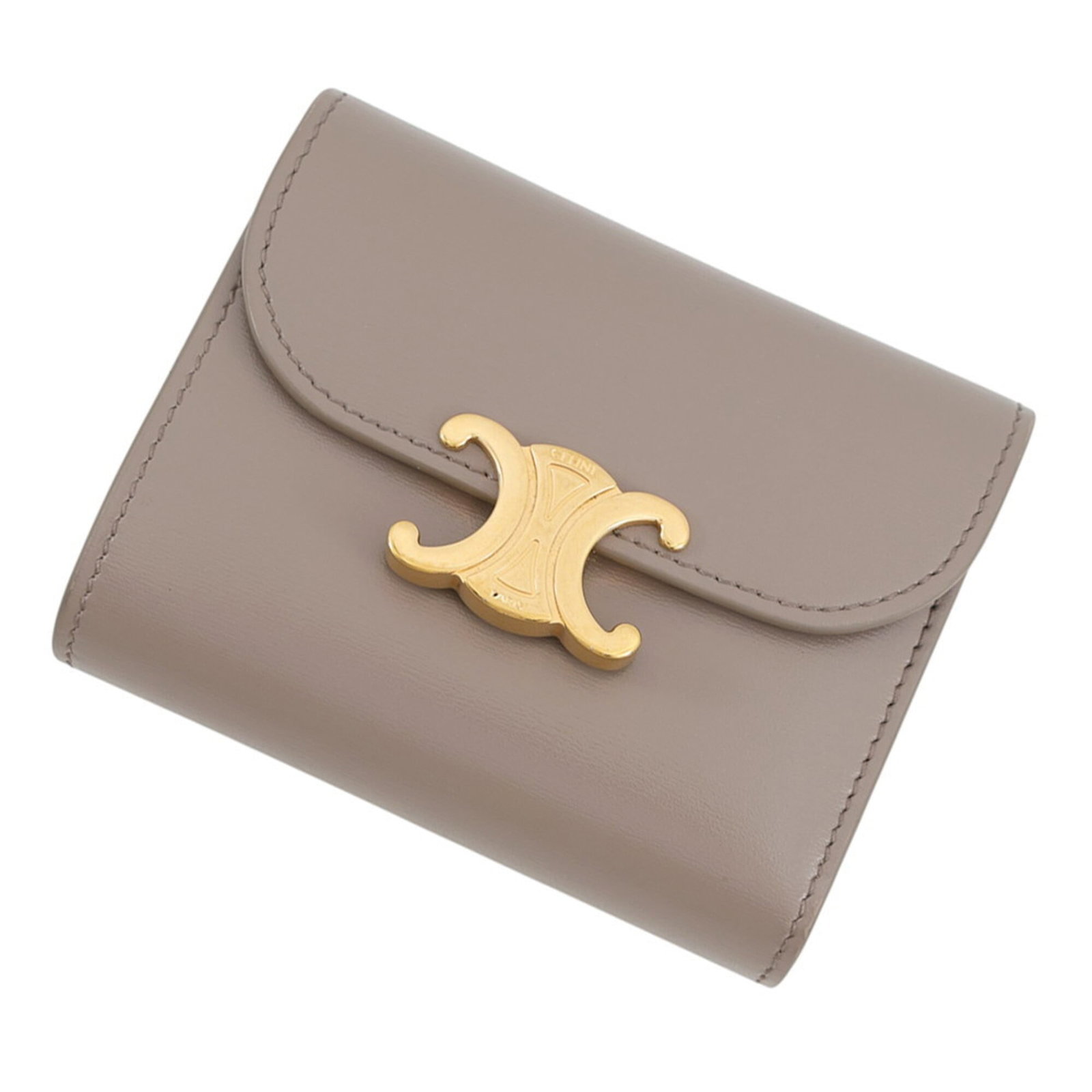 Celine Wallet (Tri-Fold): Celine Wallet (Tri-Fold) This Celine tri-fold wallet is crafted from high-quality materials and features a sleek, gray design. The wallet's compact size and smooth finish make it a practical and styli