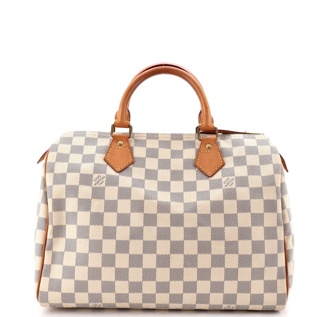 Vuitton Speedy Louis Handbag Damier: Vuitton Speedy Louis Handbag Damier White canvas coated Louis Vuitton Speedy Louis Handbag Damier in Very Good condition, featuring a classic top handle design with a 30" drop and neutral interior. Th
