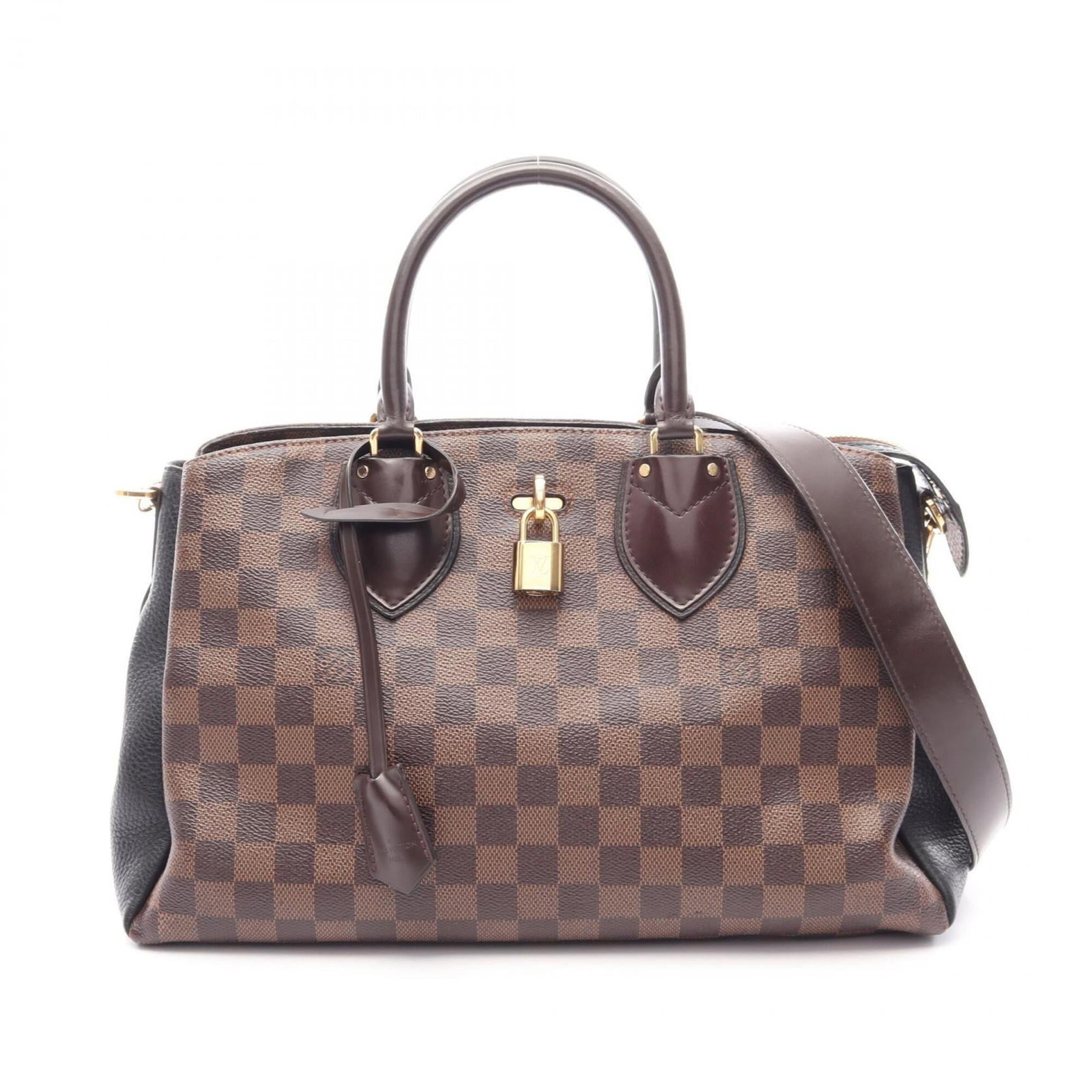 Handbag Coated Canvas Leather Louis Vuitton: Handbag Coated Canvas Leather Louis Vuitton Coated canvas and leather combine in this iconic Louis Vuitton handbag, with a sleek black and brown color scheme that adds depth and versatility. Measuring