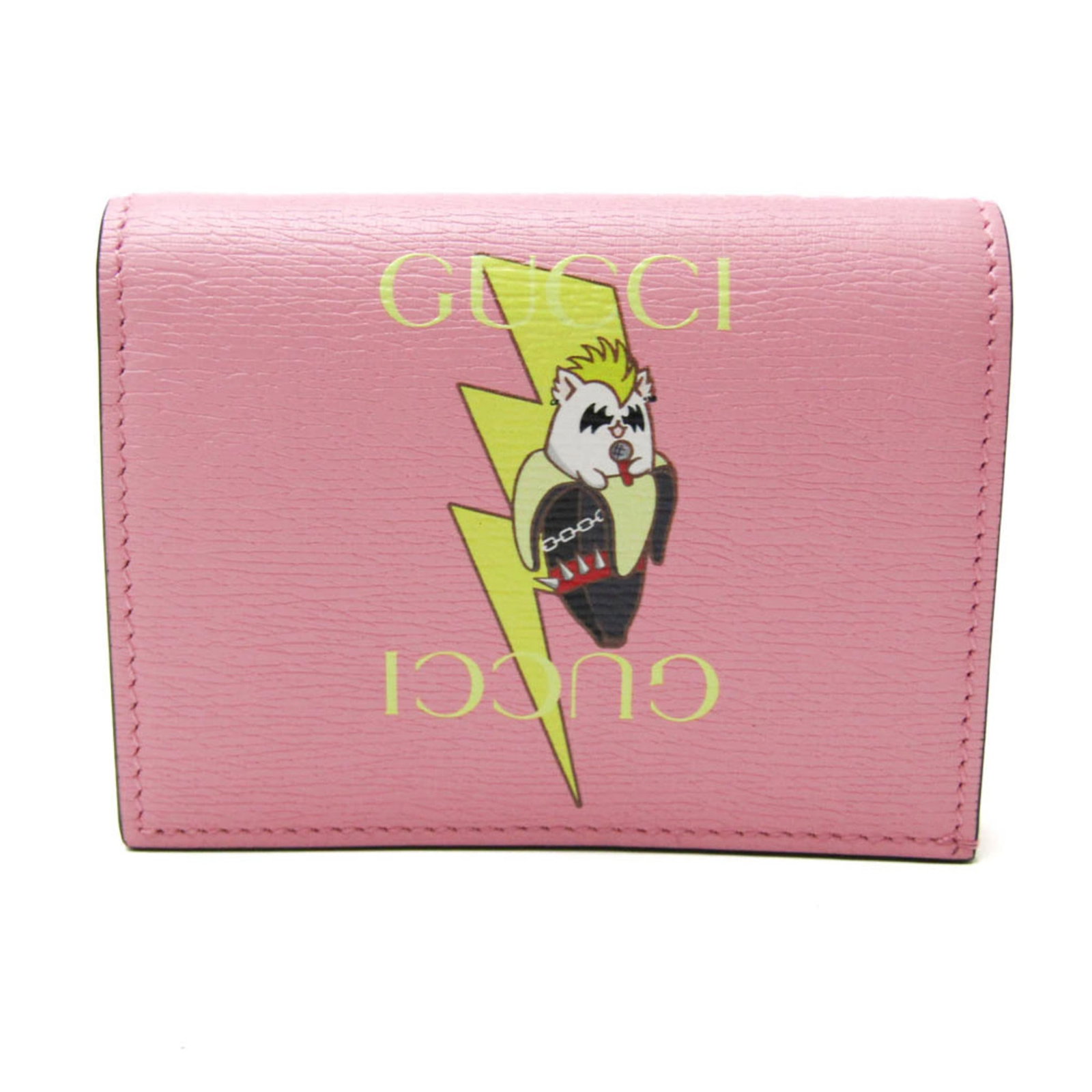 Gucci Wallet (Bi-Fold) Leather: Gucci Wallet (Bi-Fold) Leather Gucci Bananya 701009 bi-fold leather wallet, crafted from high-quality Italian leather, features a unique multi-color design with a pink accent. This stylish wallet meas