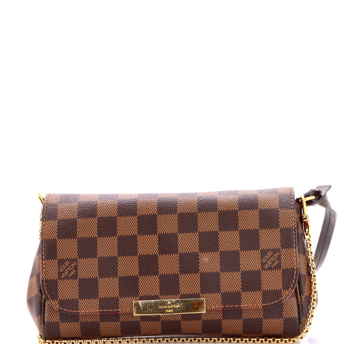 Vuitton Louis Favorite Handbag Damier PM: Vuitton Louis Favorite Handbag Damier PM The Vuitton Louis Favorite Handbag Damier PM boasts a timeless design with a classic cross-body silhouette, perfectly complemented by its iconic Damier PM