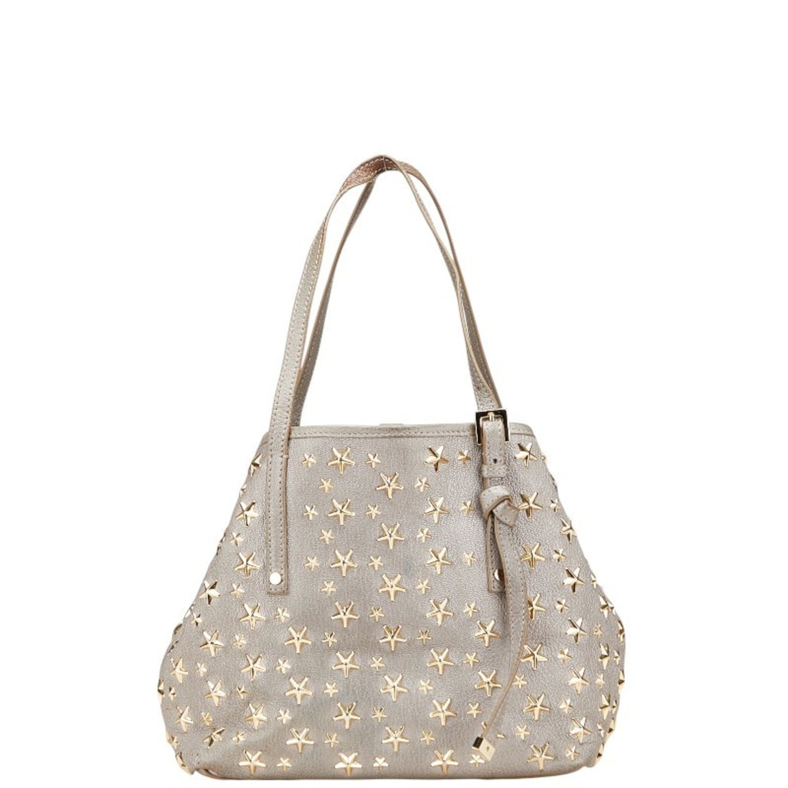 Jimmy Choo Handbag Tote Bag Leather: Jimmy Choo Handbag Tote Bag Leather Gray leather Jimmy Choo handbag tote bag with gold hardware, featuring a 16cm drop handle. The bag measures 21cm x 23.5cm x 14cm. This tote bag is made of