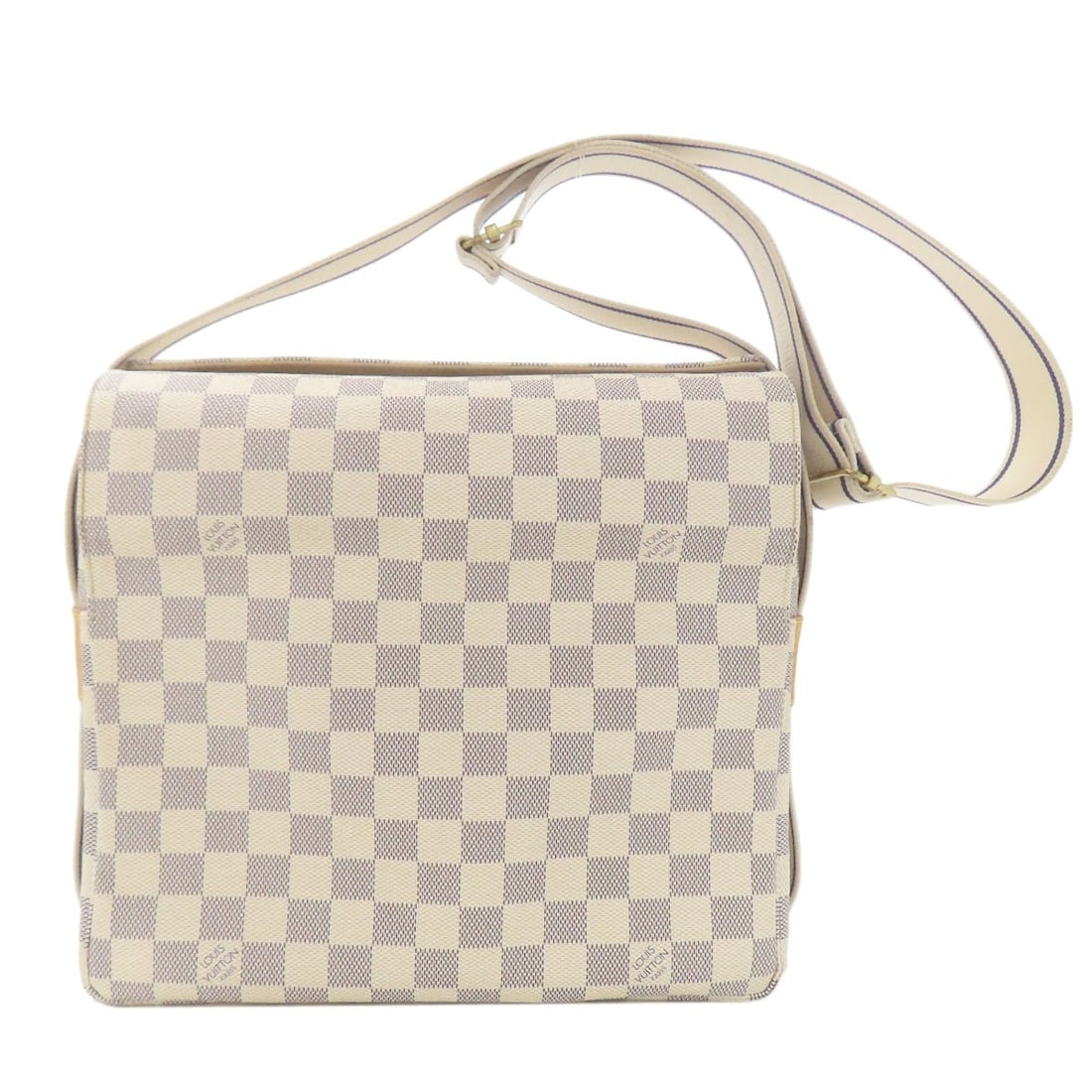 Damier Canvas N51189 Naviglio Shoulder Bag Louis Vuitton: Damier Canvas N51189 Naviglio Shoulder Bag Louis Vuitton White Damier canvas exterior, a classic Louis Vuitton design, makes this N51189 Naviglio Shoulder Bag a timeless choice. The iconic pattern