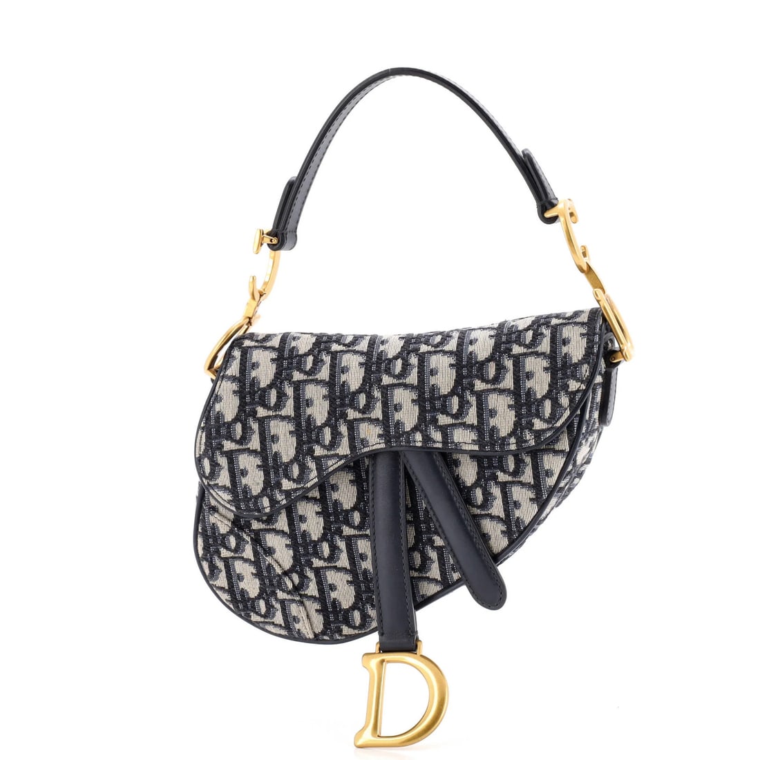 Canvas Oblique Christian Dior Saddle Mini: Canvas Oblique Christian Dior Saddle Mini Canvas Oblique Christian Dior Saddle Mini - A stylish and compact shoulder bag with a signature blue canvas exterior, featuring a classic oblique design and
