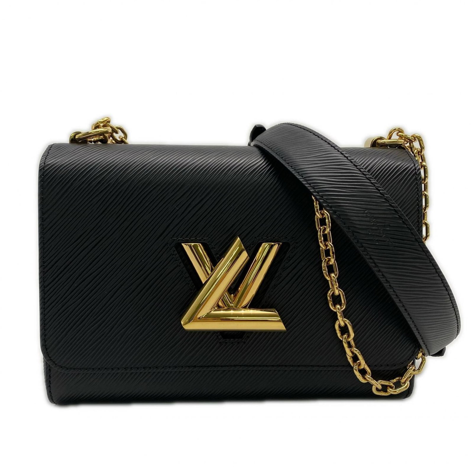 Shoulder Bag Leather Louis Vuitton: Shoulder Bag Leather Louis Vuitton Black, Noir leather shoulder bag from Louis Vuitton, featuring a turn lock closure and adjustable strap length of 115cm. Measuring 15.5cm x 22.5cm x 9cm, this bag