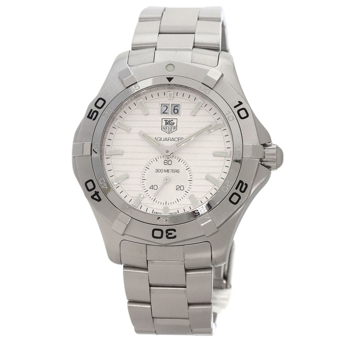 Watches Grand Date Racer Aqua Heuer Tag Stainless: Watches Grand Date Racer Aqua Heuer Tag Stainless Stainless steel construction provides a durable foundation for this 41mm watch, featuring a silver bezel and dial. The quartz movement ensures