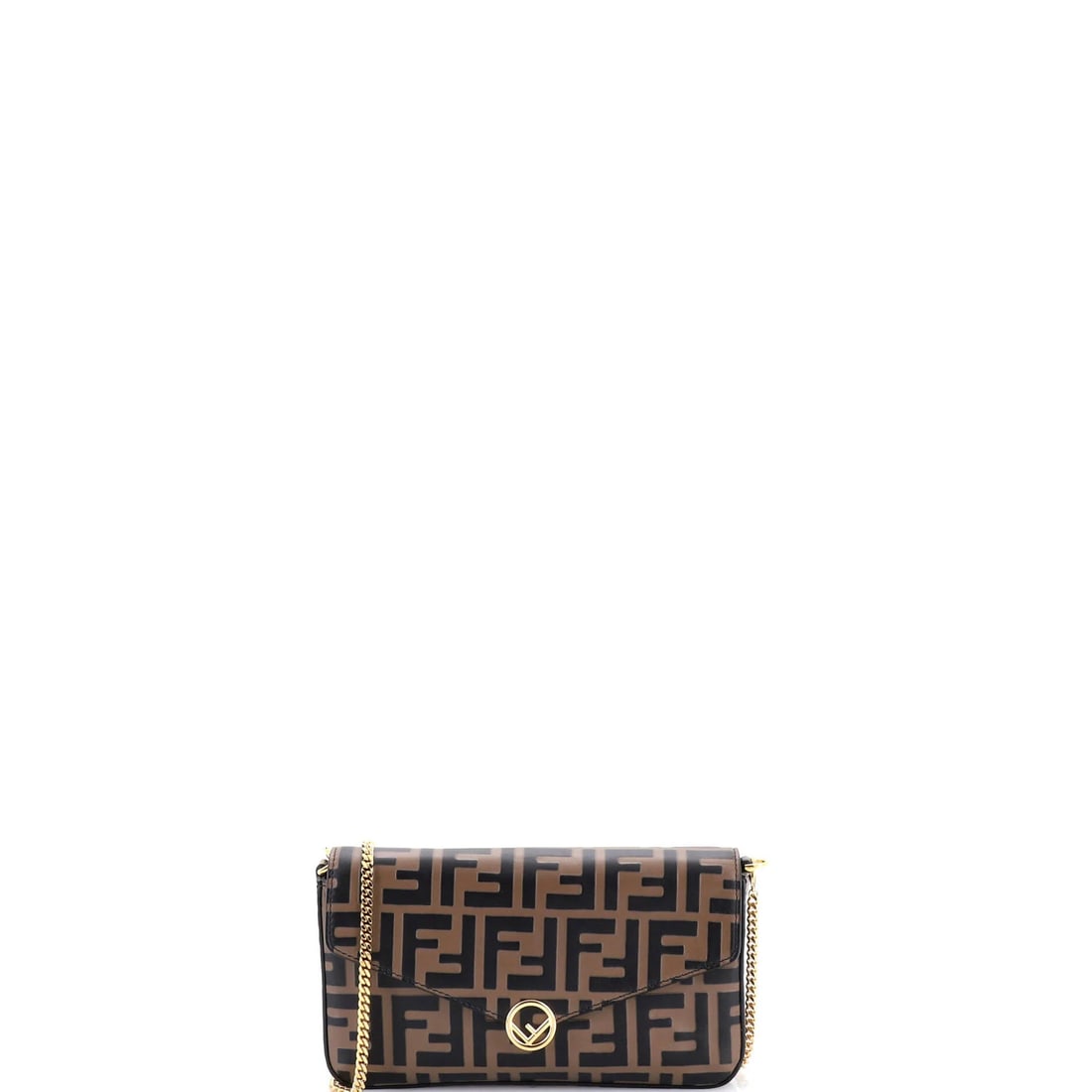 Fendi F Zucca Embossed Leather Chain Fendi F Envelope Clutch (1 of 6)