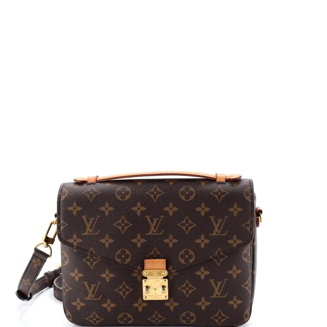 Canvas Monogram Pochette Louis Vuitton: Canvas Monogram Pochette Louis Vuitton Canvas Monogram Pochette Louis Vuitton in Brown. This classic messenger bag features a timeless design with a signature monogram canvas exterior, gold hardware, 