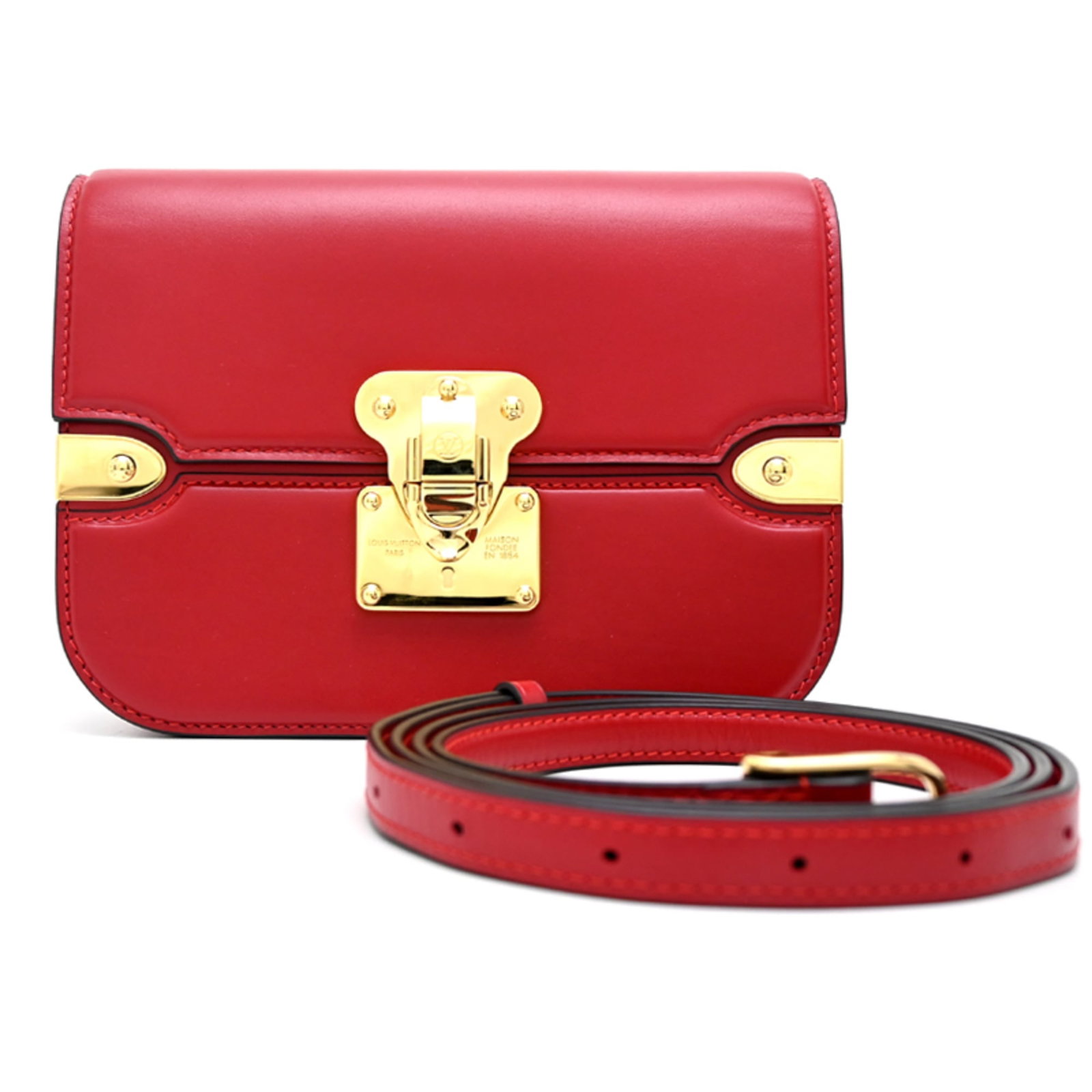 Shoulder Bag by Louis Vuitton: Shoulder Bag by Louis Vuitton Red Louis Vuitton Shoulder Bag, 16cm x 21cm x 6.5cm, made in Italy, with a distinctive red color and classic design. This stylish shoulder bag features a timeless