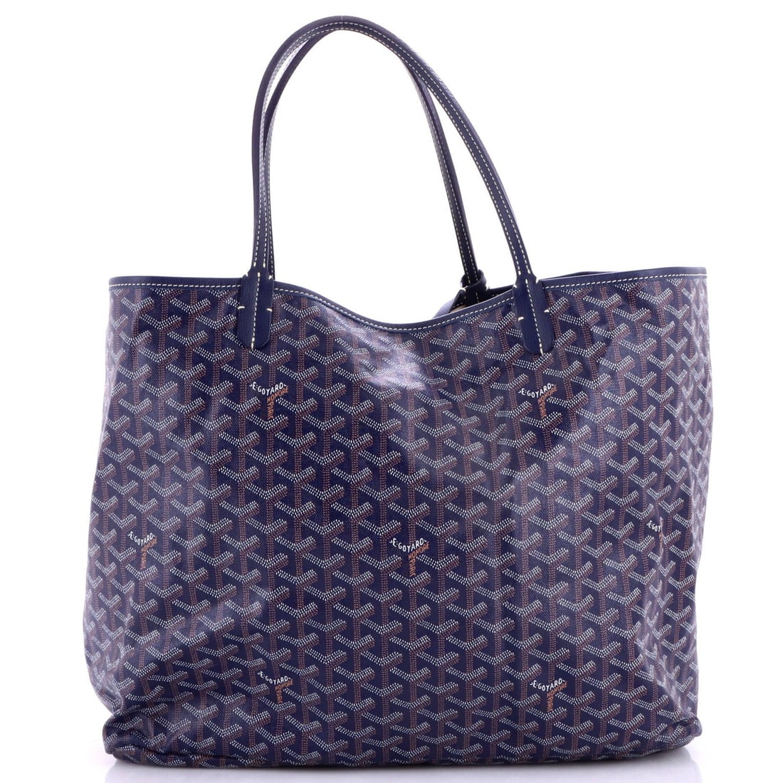 Canvas Coated Tote GM Tote Louis Saint Goyard: Canvas Coated Tote GM Tote Louis Saint Goyard Canvas Coated Tote in Blue, Saint Louis Style. This Goyard tote features a canvas coated exterior with a neutral interior, silver hardware, and a classic 