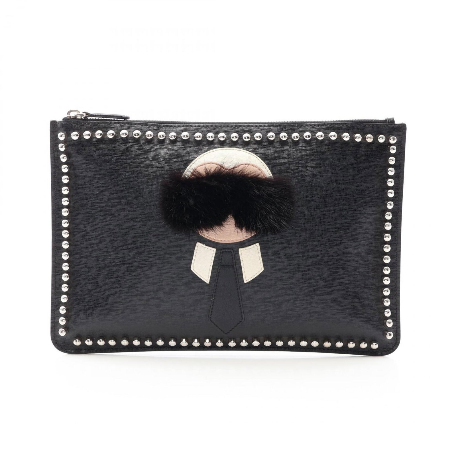 Fendi Handbag Leather Clutch: Fendi Handbag Leather Clutch The Fendi Handbag Leather Clutch is a sleek and sophisticated black leather clutch, measuring 22cm x 29.5cm x 2cm. Its classic design and premium leather construction make