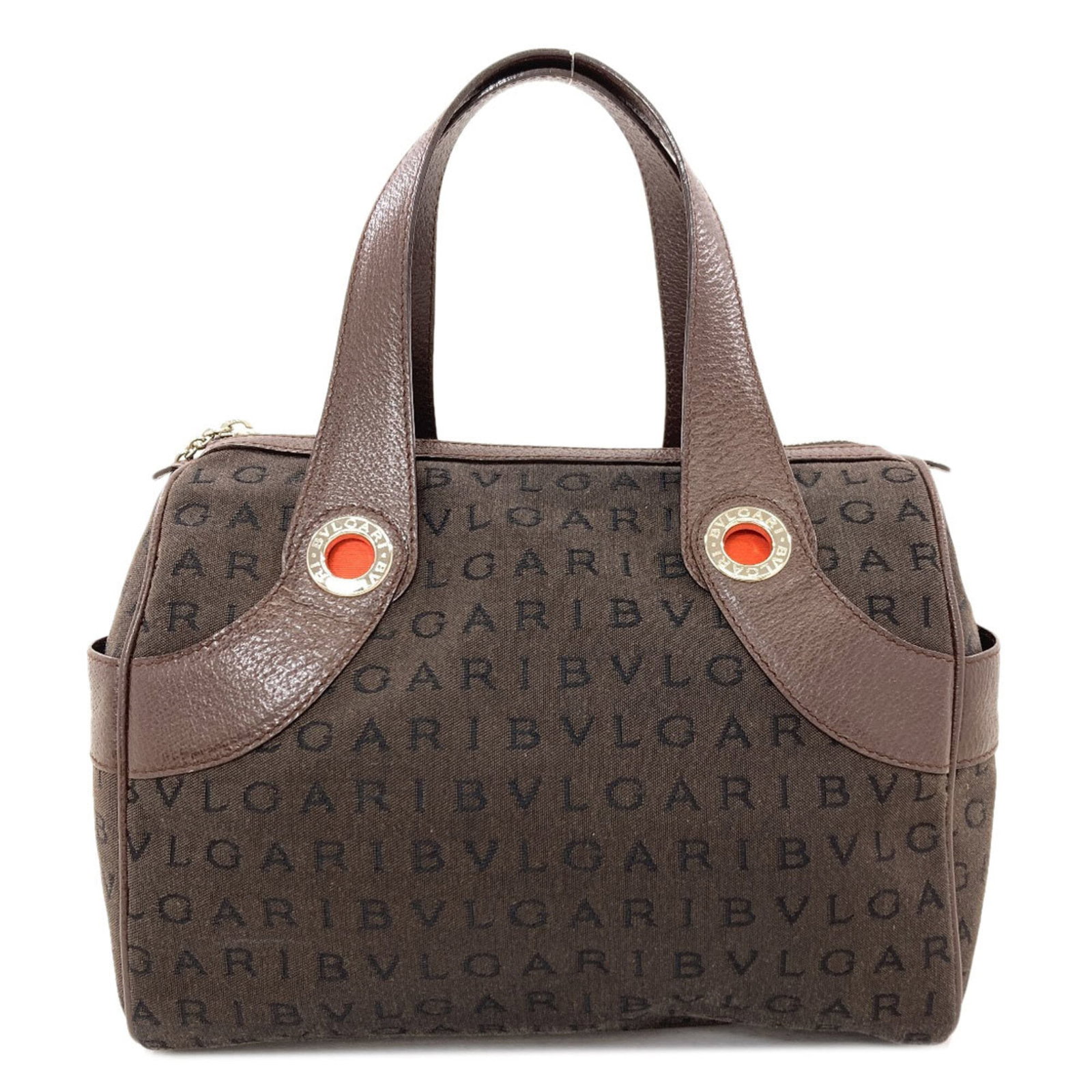 Bvlgari Handbag Canvas: Bvlgari Handbag Canvas Canvas Bvlgari Handbag in Brown. Made from canvas, this women's handbag measures 19cm x 25cm x 14cm and features a classic brown color. The bag's canvas material and signature